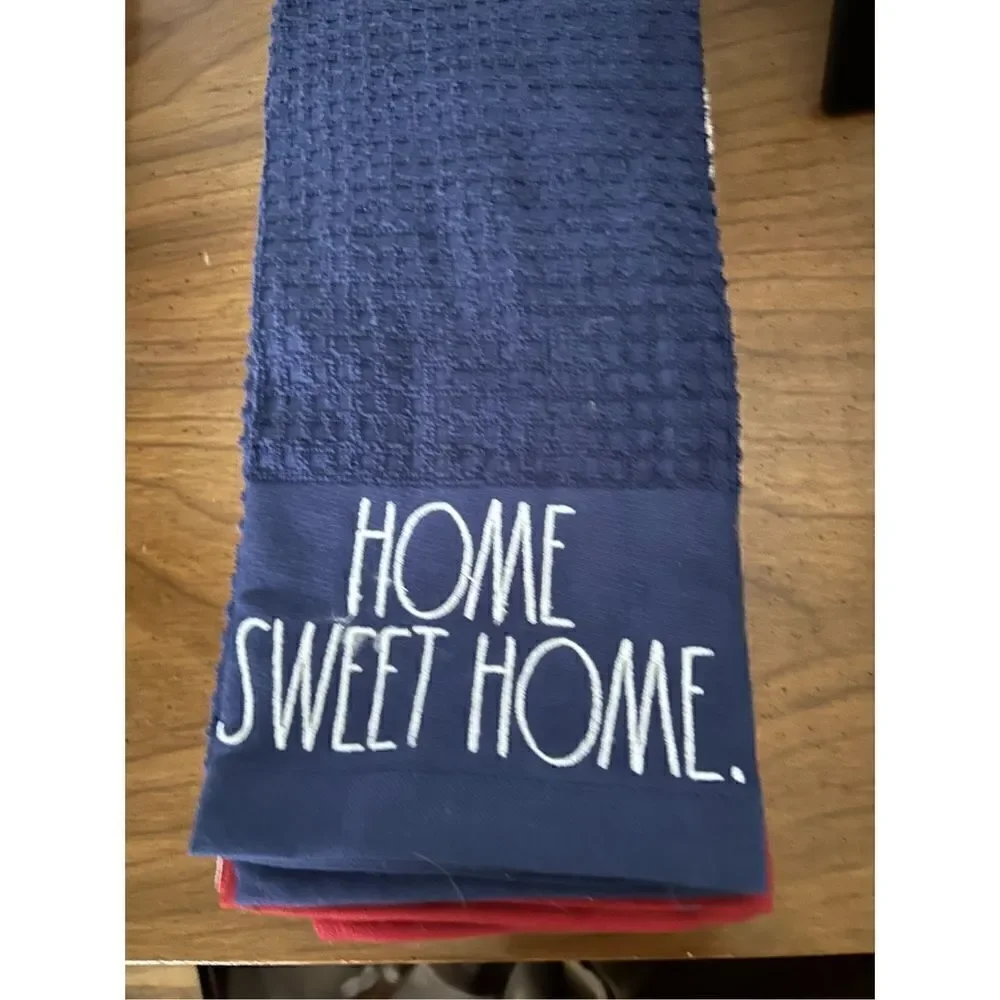 Rae Dunn Set of 3 Towels LAND OF THE FREE, HOME OF THE BRAVE, HOME SWEET HOME
